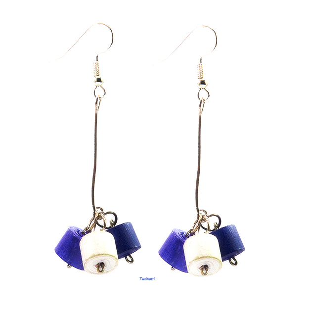 Blue and White Long Earring
